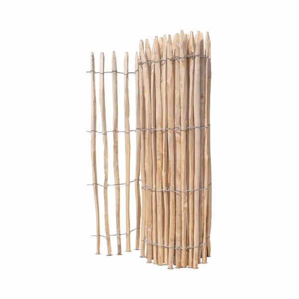 Französischer Premium Staketenzaun Kastanie - Länge 5 Meter, Höhe 150 cm, Lattenabstand 4-5 cm