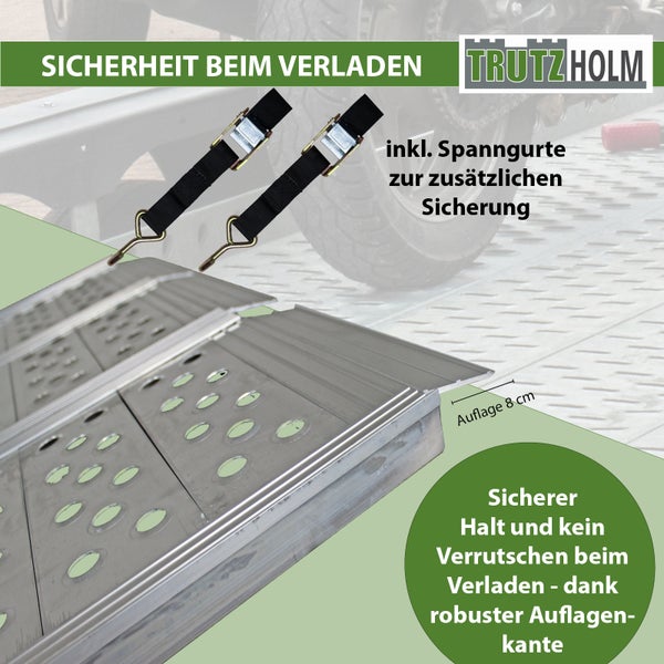 DREIBREIT by TRUTZHOLM 3-fach Auffahrrampe klappbar Alu  255cm 115 cm Breite 1020kg grau gelocht