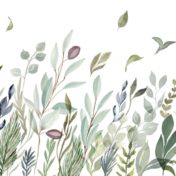 Illustration mit verschiedenen grünen Blättern