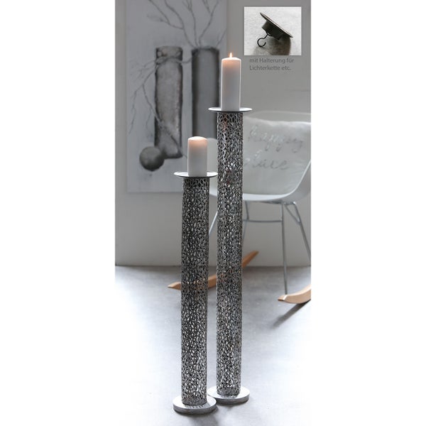 Kerzenleuchter GILDE Dekoration Höhe 100cm silberfarben Metall