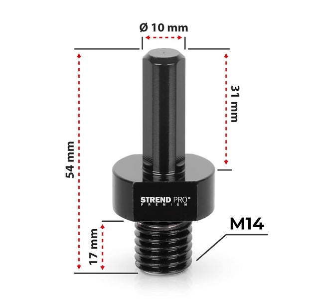 PROREGAL Adapter für Diamant Bohrkronenaufsatz Premium Crystal Adapter M14 an 3 / 8 Sechskantschaft Winkelschleifer Flex M14