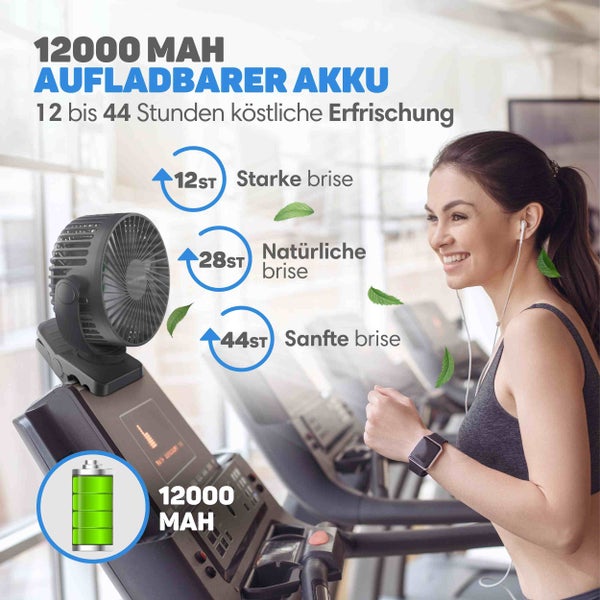 Vulpes Goods Mini Ventilator - Tischventilator - Handventilator - Wiederaufladbar - 3 Geschwindigkeiten - 12000 mAh