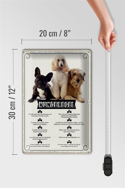 Blechschild Spruch 20x30cm Hunderegel schlafen wo ich will