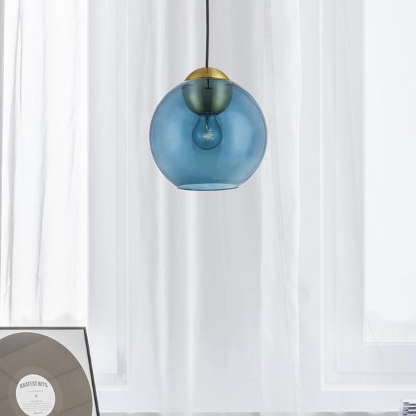 Pendelleuchte Midori in Blau und Gold E27