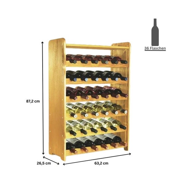 PROREGAL Weinregal Pinotwine C HxBxT 87,2 x 63,2 x 26,5 cm 36 Flaschen Massives Kiefernholz Rotbraun Geölt