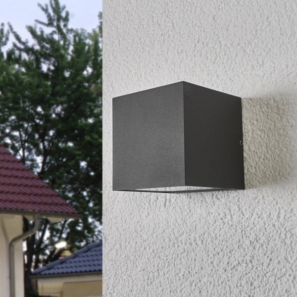 Lucande LED Wandleuchte außen Merjem (spritzwassergeschützt (Modern) in Alu aus Aluminium (2 flammig, ) - Außenwandleuchten Wandlampe Led Außenlampe Outdoor für Außenwand/Hauswand