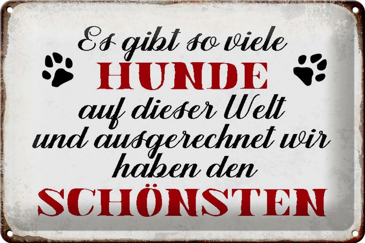 Blechschild Spruch 30x20cm es gibt so viele Hunde Schild