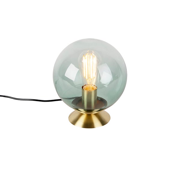 Art Deco Tischlampe Messing mit grünem Glas - Pallon