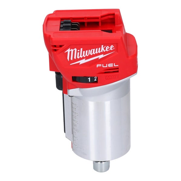 Milwaukee M18 Fuel Akku-Kantenfräse Motoreinheit mit Tiefeneinstellung und Akkuaufnahme.