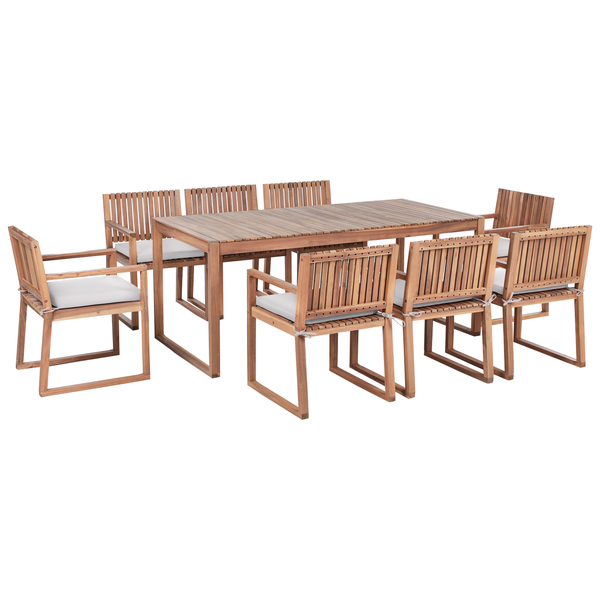 Gartenmöbel Set 8-Sitzer SASSARI PREMIUM inkl. Kissen zertifiziertes Akazienholz Hellgrau