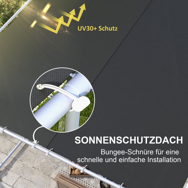 Outsunny Pergola, ca. 3 x 3 m Pavillon, Terrassenüberdachung mit UV-Schutz, Sandsack, Gartenpavillon, Terrassenpavillon mit Rollen für Balkon, Oxford, Dunkelgrau