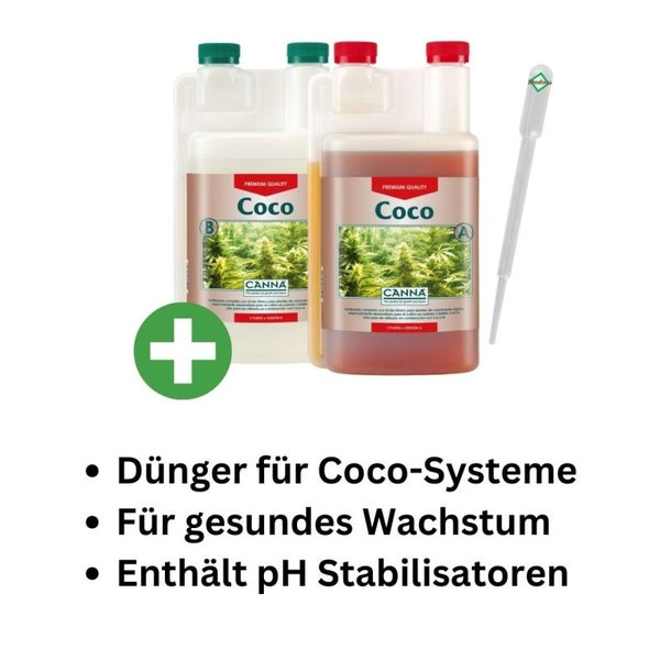 Canna Coco A&B 10L – Hochkonzentrierter Zwei-Komponenten Kokos-Dünger für optimales Wachstum und Blüte – Perfekt für Kokos-Substrate – Einfache Anwendung mit Dosierpipette