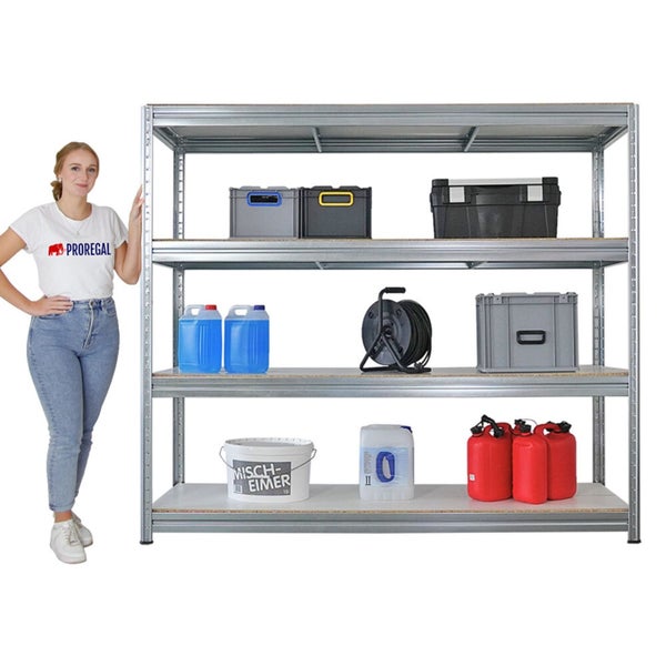 Regal mit vier Ebenen zur Lagerung von Werkzeugen und Behältern