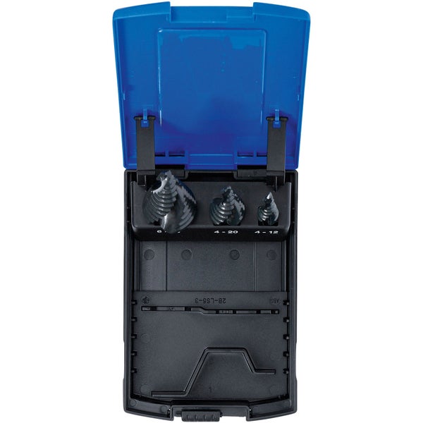 Stufenbohrer Set mit blauem Gehäuse