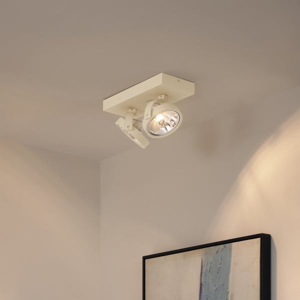 Moderne Deckenleuchte Beige G9 rund schwenk- und neigbar 2-flammig - Go