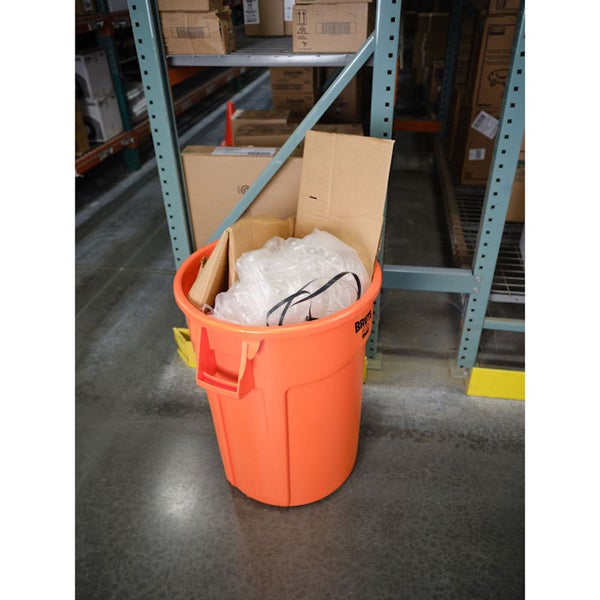 PROREGAL Rubbermaid Brute Runde Mehrzwecktonne Mit Belüftungskanälen 121,1 Liter HxBxT 69,2 x 63,5 x 55,5 cm Aus Widerstandsfähigem Kunststoff Orange