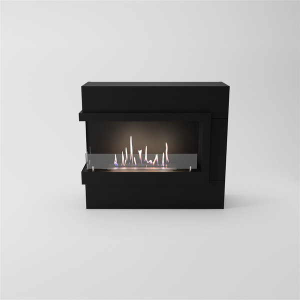 GLOW FIRE Ethanol Kamin 'Halden Mini Rechts' | Ethanolofen in schwarz  mit 3 Std. Brenndauer und 2 KW Heizleistung | BxHxT: 90x140x28 cm