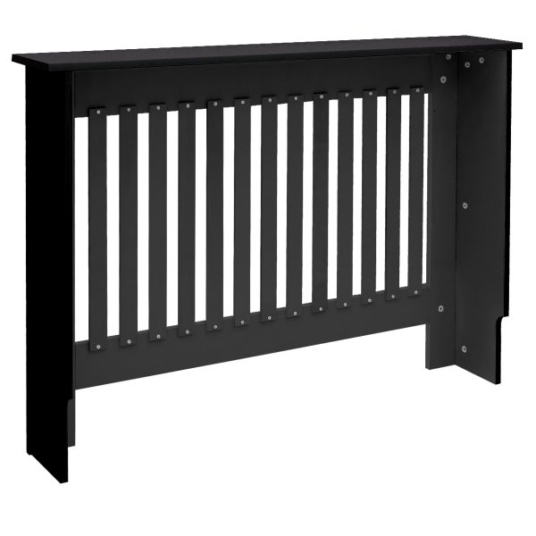 ECD Germany Heizkörperverkleidung Landhausstil 112x19x82 cm Schwarz aus MDF lackiert für Schlafzimmer Wohnzimmer Heizungsverkleidung Heizkörperabdeckung Heizungsabdeckung Heizung Heizkörper Abdeckung