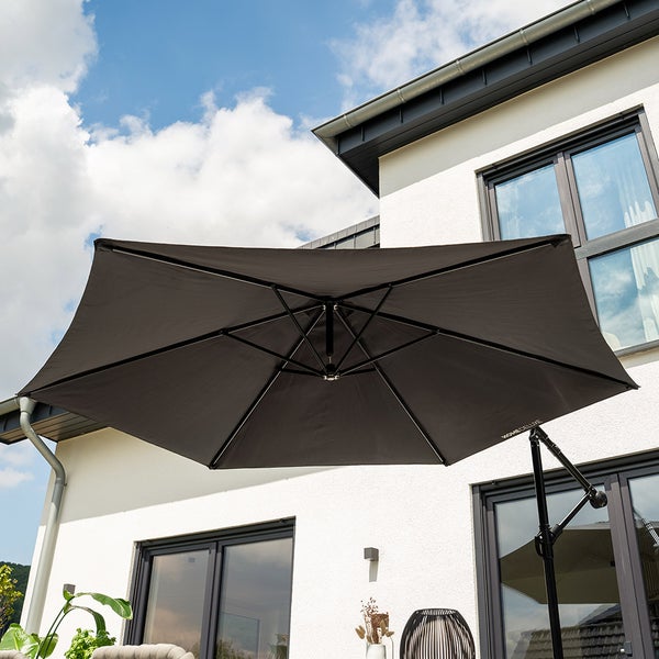 Home Deluxe Ampelschirm inkl. Abdeckung SOLANA - Anthrazit | Ampelschirm, Sonnenschirm mit Kurbel, neigbarer Sonnenschirm,