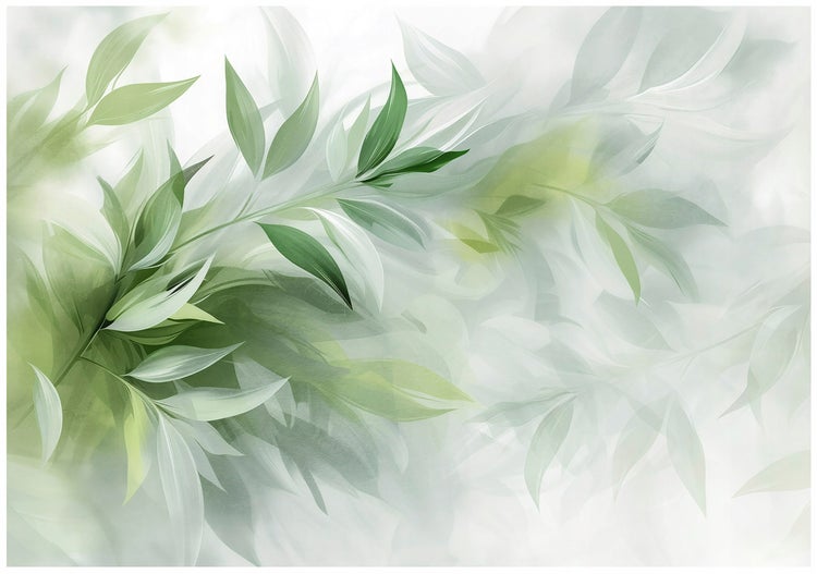 Dekoratives Wandbild mit grünen Blättern