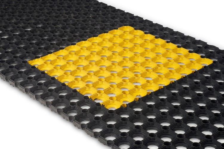 Sozialdistanzringmatte auf Rolle - mit gelben Gesichtern - 7,2 x 5 m