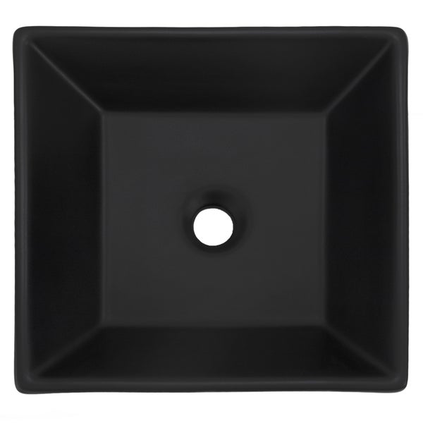 ML-Design Waschbecken aus Keramik Schwarz 41x41x12 cm Eckig inkl. Ablaufgarnitur, Moderne Aufsatzwaschbecken, Design Waschtisch Aufsatz-Waschschale Waschplatz Handwaschbecken, für Badezimmer/Gäste-WC