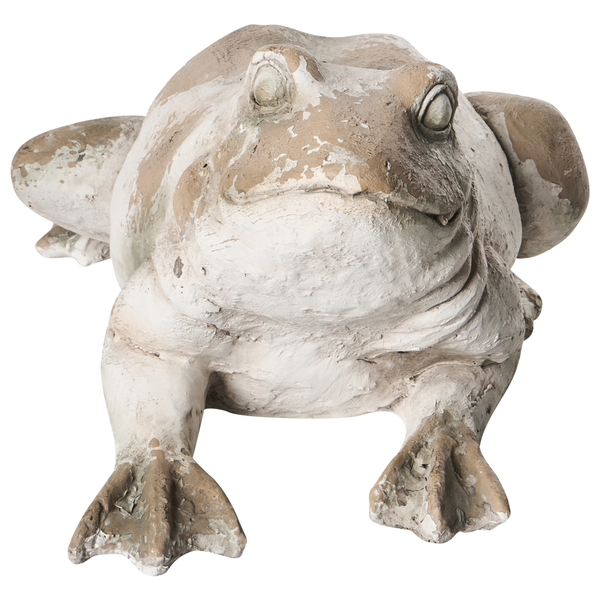 Gartenfigur Frosch in verwitterter Steinoptik für die Gartendekoration