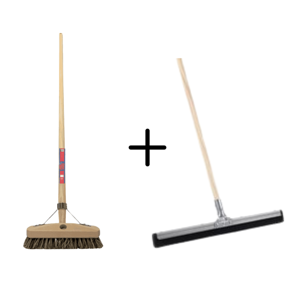 Besen und Abzieher Set mit Holzstiel