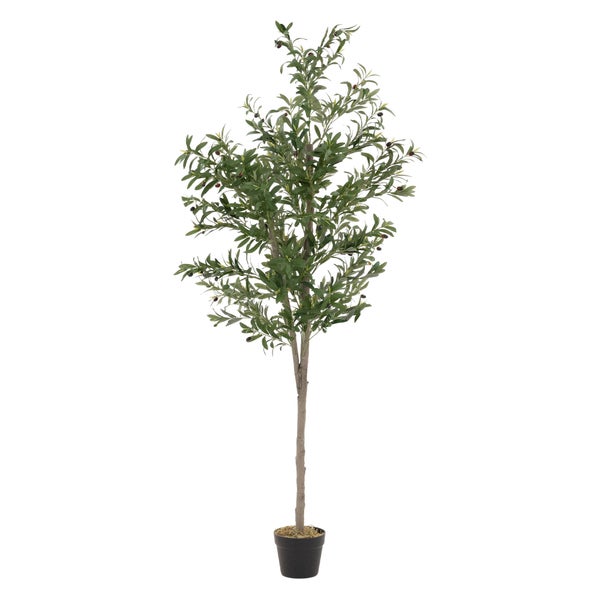 ML-Design Künstlicher Olivenbaum 180 cm, Künstliche Pflanzen groß, Kunstpflanze mit Naturholzstamm und Früchten, Fake Plastikpflanzen im Topf für Indoor Outdoor, Kunstbaum wie echt für Wohnzimmer Büro