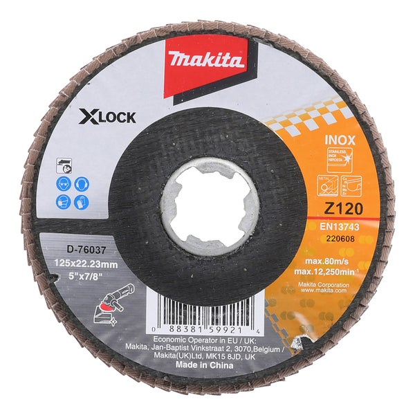 Makita X-Lock Fächerscheibe, 125x22.23mm, Z120, geeignet für Edelstahl und Metall