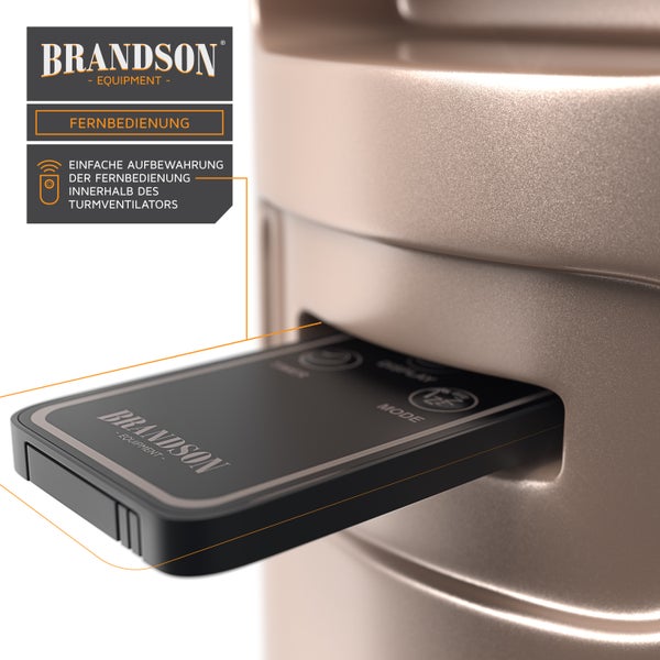 Brandson Turmventilator 96 cm mit Fernbedienung, Oszilation 60°, Standventilator, mobiler Lüfter, Säulenventilator, Ventilator
