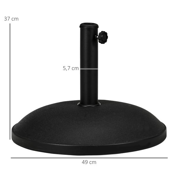Outsunny Sonnenschirmständer aus Edelstahl Schirmständer mit Griffe, halbrund Schirmhalter, Schirmgewichtfür Sonnenschirm Ø3,8-Ø4,8 cm, für Balkon, Terasse, Garten, chwarz
