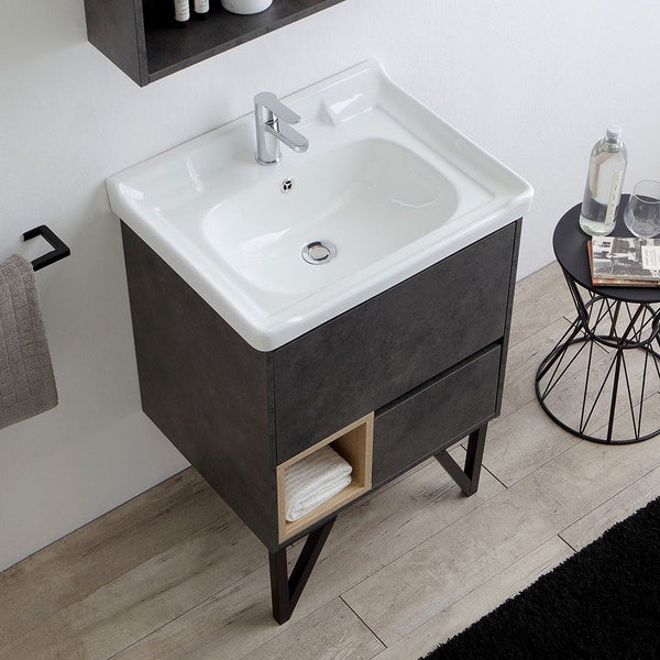 Moderne Badmöbel in 60cm mit Spiegelschrank in anthrazitgrau | Vienna