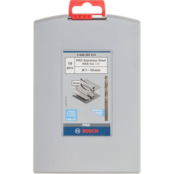 Bosch Pro Edelstahl HSS Co Bohrer Set mit 19 Teilen im Koffer