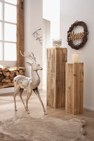 FRANK FLECHTWAREN | Säule Rustikal, 2er Set, HOLZ, 15 x 15 x 60 cm, 20 x 20 x 79 cm