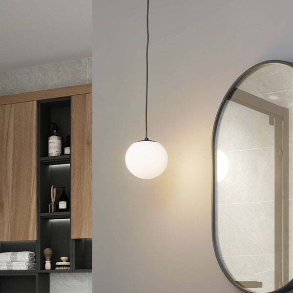 Lucande Pendelleuchte Bidolo in Schwarz aus Glas (1 flammig, E14) - Hängelampe Esstischlampe Hängeleuchte Badezimmerleuchte