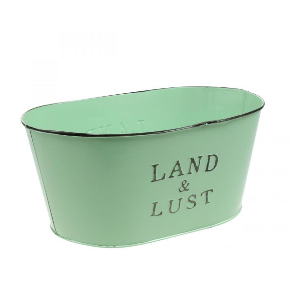 Ovaler Pflanztopf mit Aufschrift Land & Lust