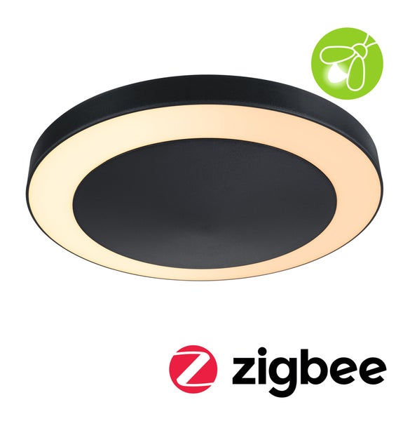 LED Deckenleuchte Smart Home Zigbee 3.0 Circula Dämmerungssensor insektenfreundlich IP44 rund 320mm Tunable Warm 14W 880lm 230V Anthrazit Kunststoff