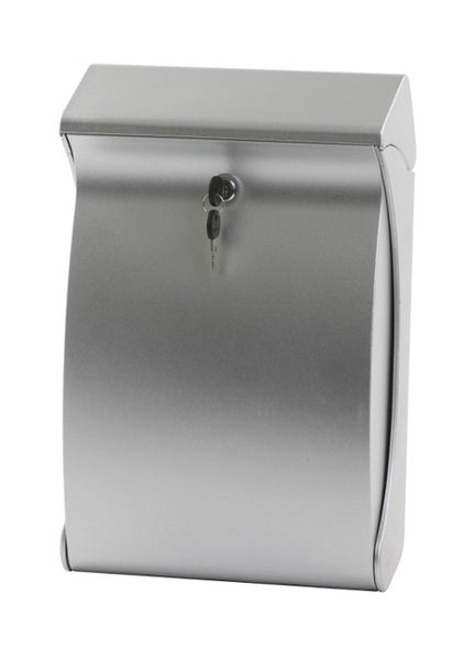 PROREGAL Funktionaler Design- Wandbriefkasten Aus Kunststoff 18,7 Liter HxBxT 42 x 13 x 27 Einwurfsöffnung 26,1 x 3,9 cm Silber