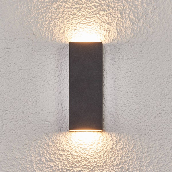 Lucande LED Wandleuchte außen Corda (spritzwassergeschützt (Modern) in Schwarz aus Aluminium (2 flammig, ) - Außenwandleuchten Wandlampe Led Außenlampe Outdoor für Außenwand/Hauswand