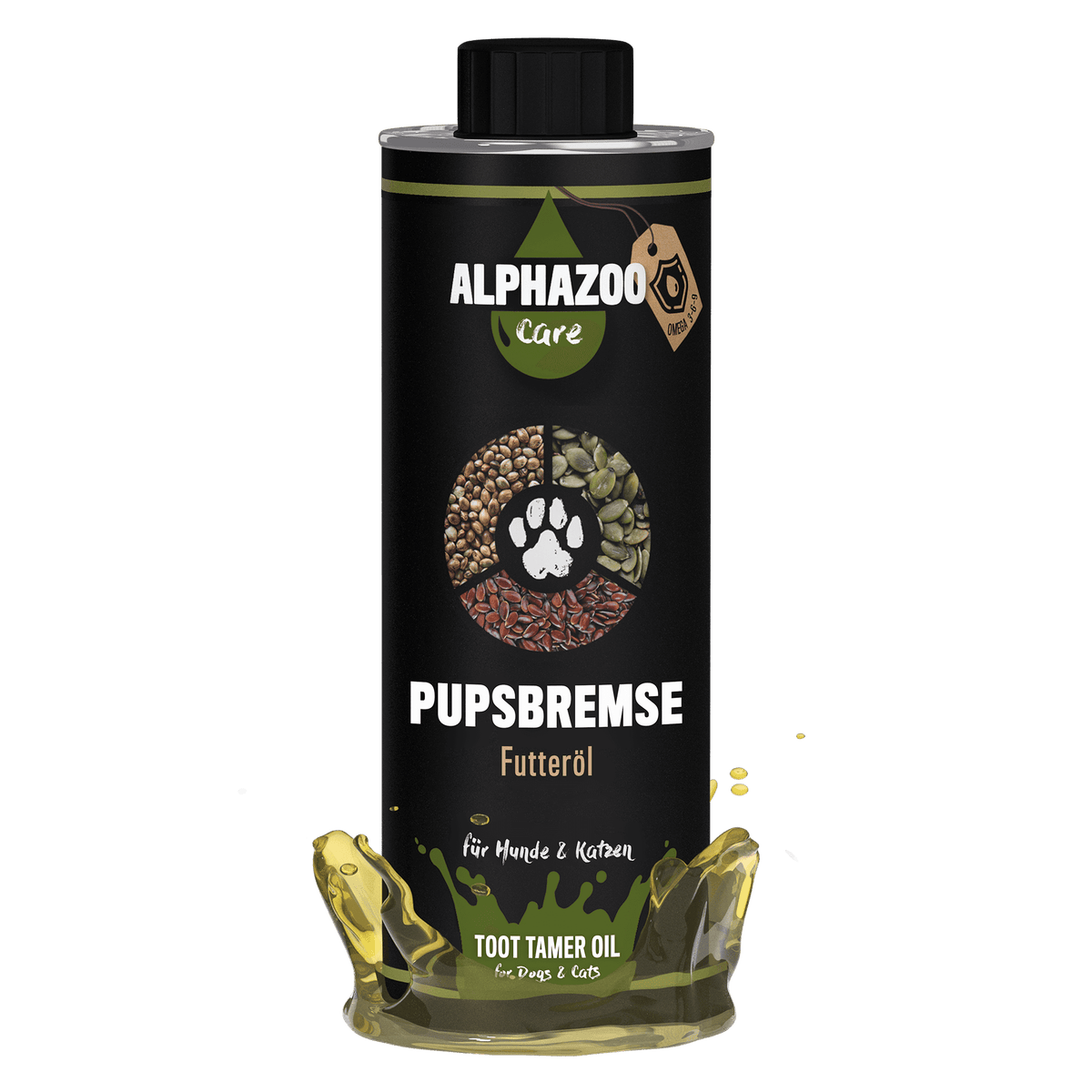 ALPHAZOO Pupsbremse Futteröl 500ml für Hunde und Katzen I Magen Darm und Verdauung