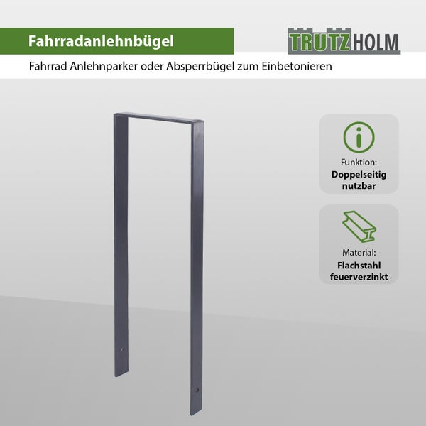 Fahrradanlehnbügel aus feuerverzinktem Flachstahl zum Einbetonieren