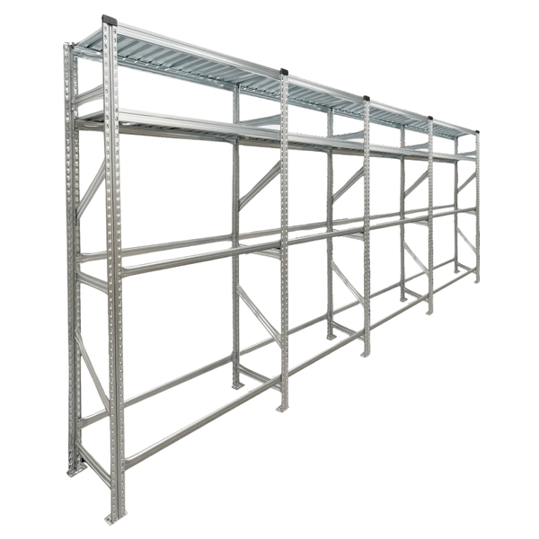 PROREGAL Reifenregal Proximo 200x360x40cm bis zu 32 Reifen auf 2 Ebenen + 2 Ablagen Verzinkt