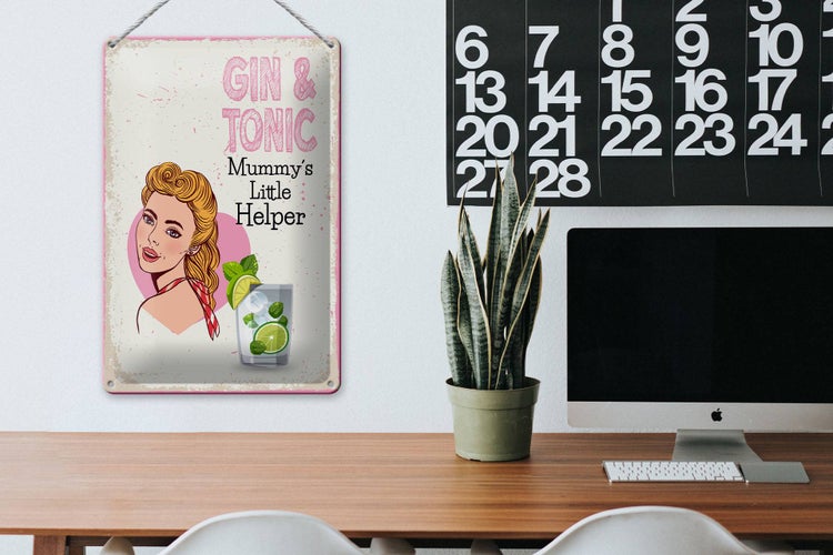 Blechschild Spruch Gin & Tonic Mummy`s little Helper 20x30cm