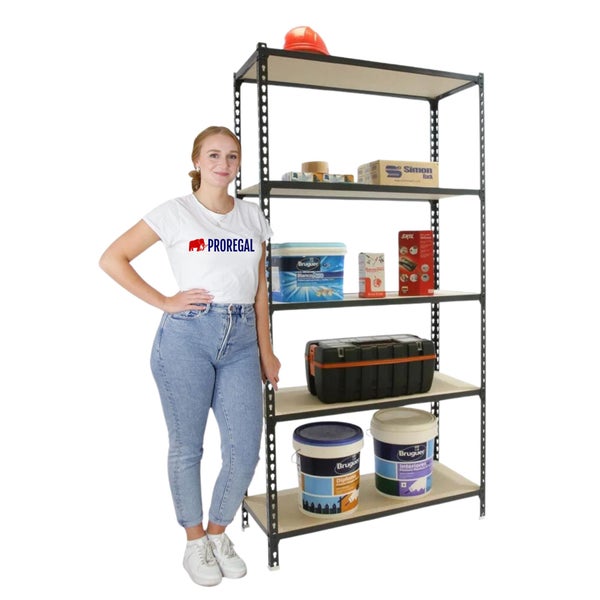 PROREGAL Schwerlastregal Big Muli HxBxT 200 x 110 x 40 cm 5 Fachböden Fachlast 200 kg Anthrazit