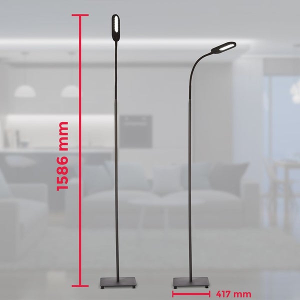 Stehlampe - 6,5W, 600lm, LED, dimmbar, schwenkbar, touch, CCT, Schwarz