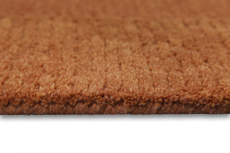 Nahaufnahme eines braunen Teppichs mit weichem Hochflor.
