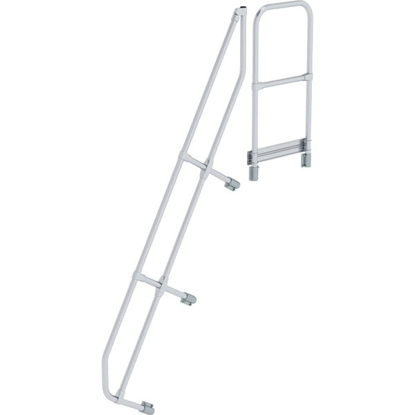 Handlauf-Set aus Metall für Treppen oder Leitern, bestehend aus einem schrägen und einem geraden Geländerteil.