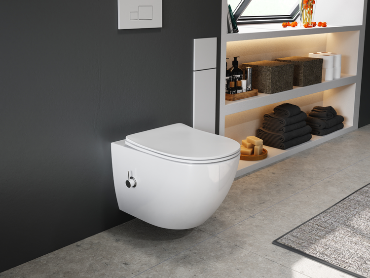Aqua Bagno Design Hänge-Dusch-WC Silk S.10219.10224 – Spülrandlos – Bidetfunktion – Softclose-Sitz