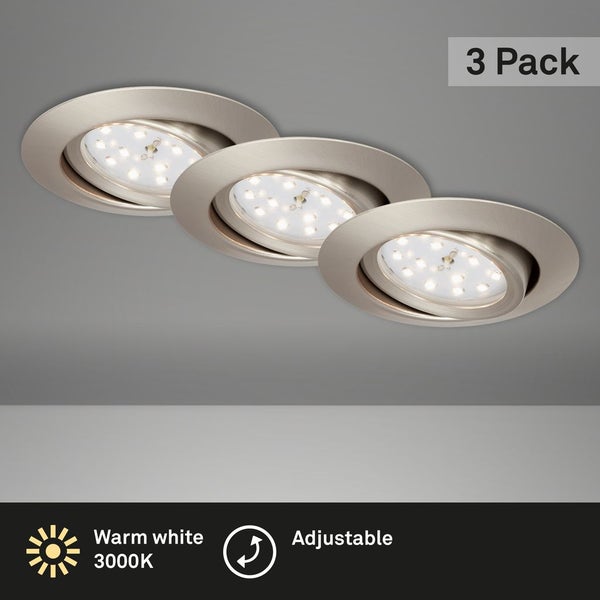 LED Einbauleuchte 3er Set schwenkbar IP23 Ø8,2cm 3W Matt-Nickel Metall Briloner